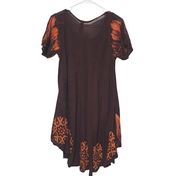 Sunflower Mini Dress Rayon Crinkle Sequins Embroidered Boho Hippie Womens Sz OS - Picture 2 of 7